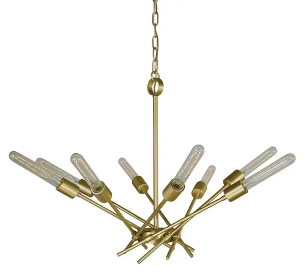 Quasar 8-Light Sputnik Chandelier in Satin Brass