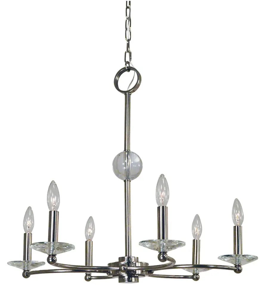 Pirouette 6-Light Chandelier in Polished Nickel