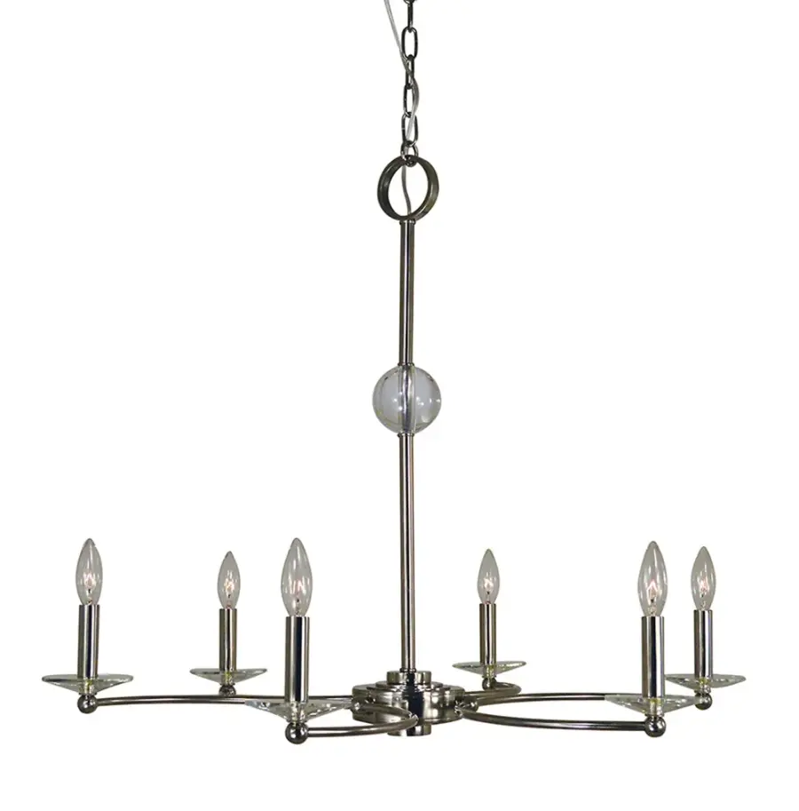 Pirouette 6-Light Chandelier in Polished Nickel