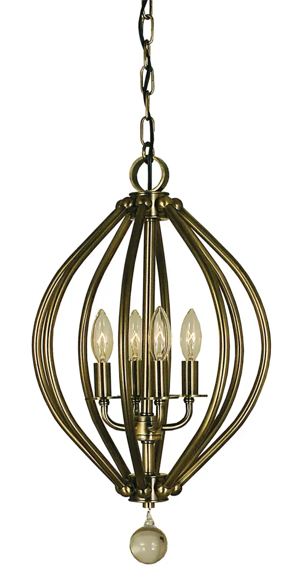 Dewdrop 4-Light Antique Brass Chandelier