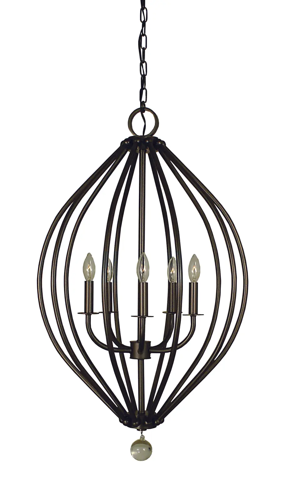 Five Light Chandelier in Antique Brass