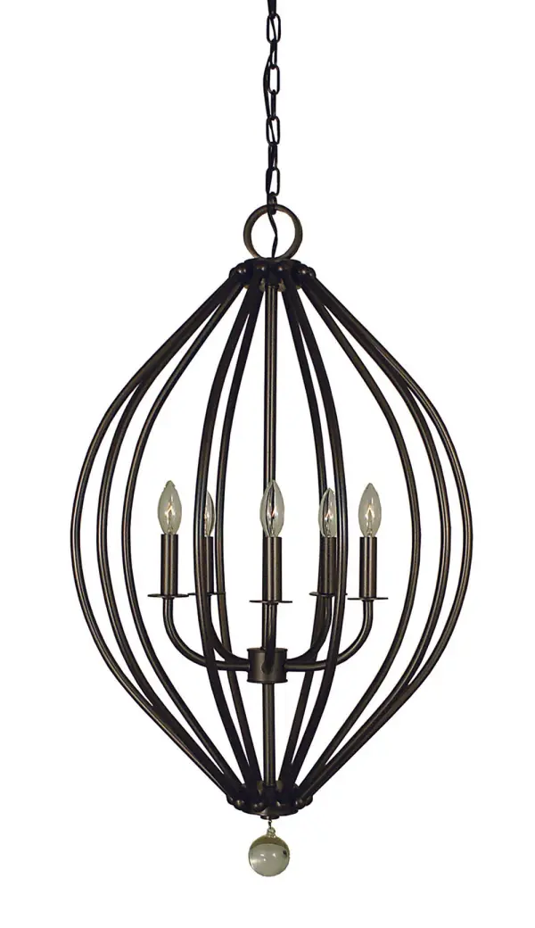 Dewdrop 5-Light Chandelier in Mahogany Bronze