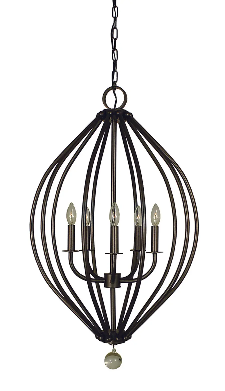 Dewdrop 5-Light Chandelier in Mahogany Bronze