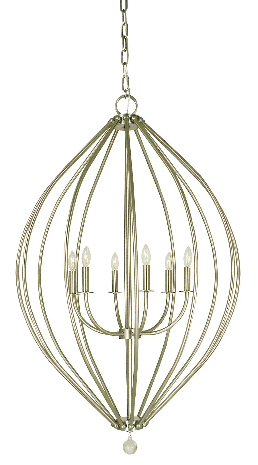 Six Light Foyer Chandelier in Antique Brass
