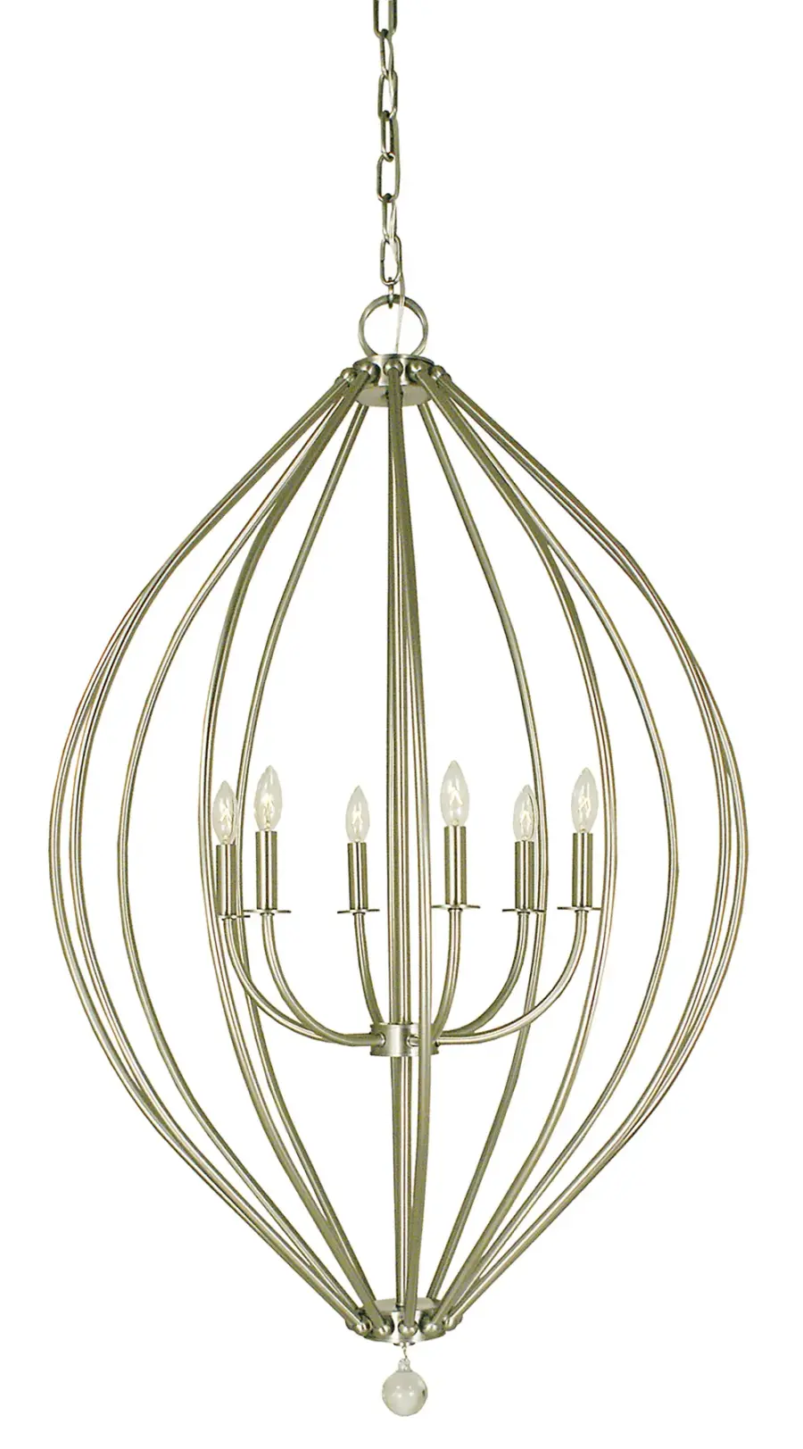 Dewdrop 6-Light Brushed Nickel Chandelier
