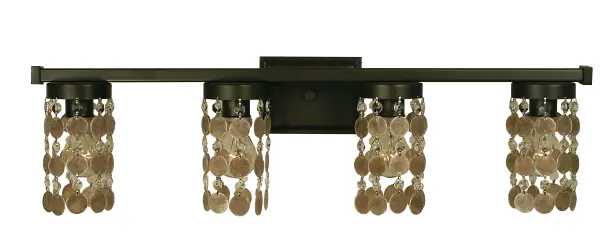 Strands of crystal and mica are casually draped from the frames to diffuse the light and create both warmth and glitter. Every Framburg lighting product is manufactured in the USA.