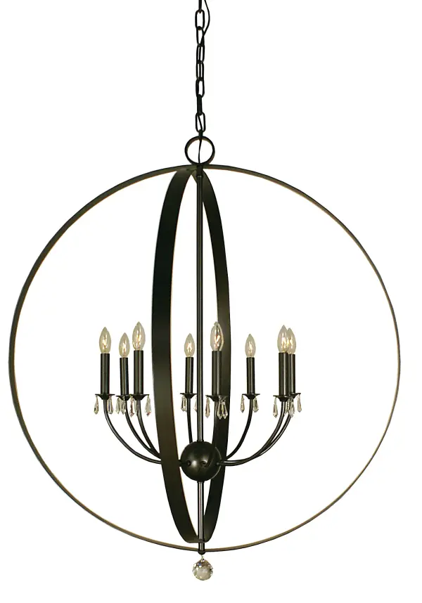 The rings encasing these chandeliers give the illusion of floating and allow for suspension in countless configurations. All Framburg fixtures are made in the USA.