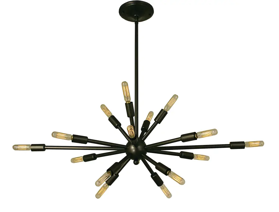 16-Light Starburst Chandelier in Antique Brass