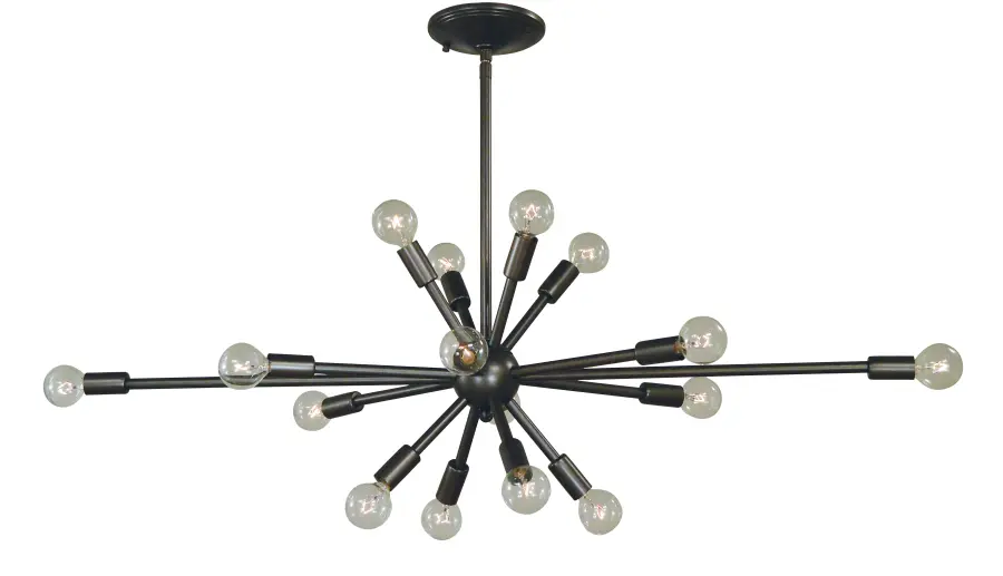 16-Light Starburst Chandelier in Antique Brass