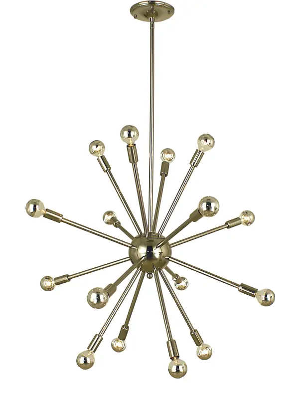 Arms of light orbit around a central stem or orb giving the effect of light rays around a star. Every Framburg lighting product is manufactured in the USA