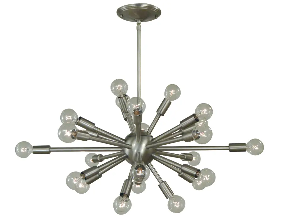 24-Light Starburst Chandelier in Antique Brass