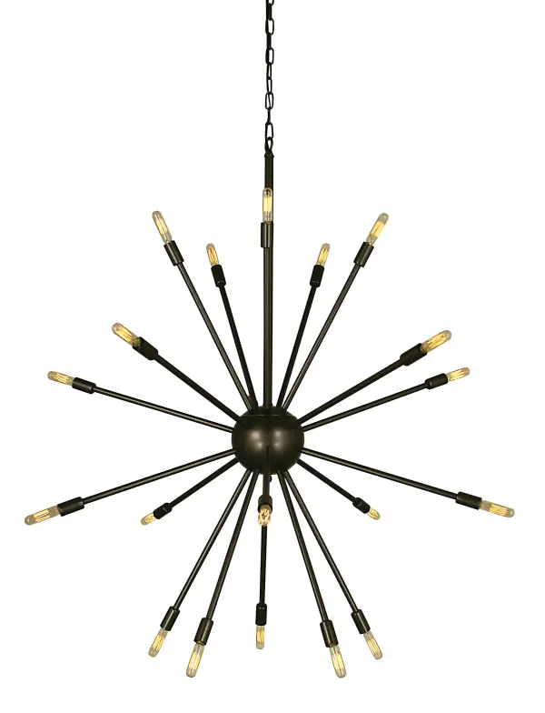 Arms of light orbit around a central stem or orb giving the effect of light rays around a star. Every Framburg lighting product is manufactured in the USA