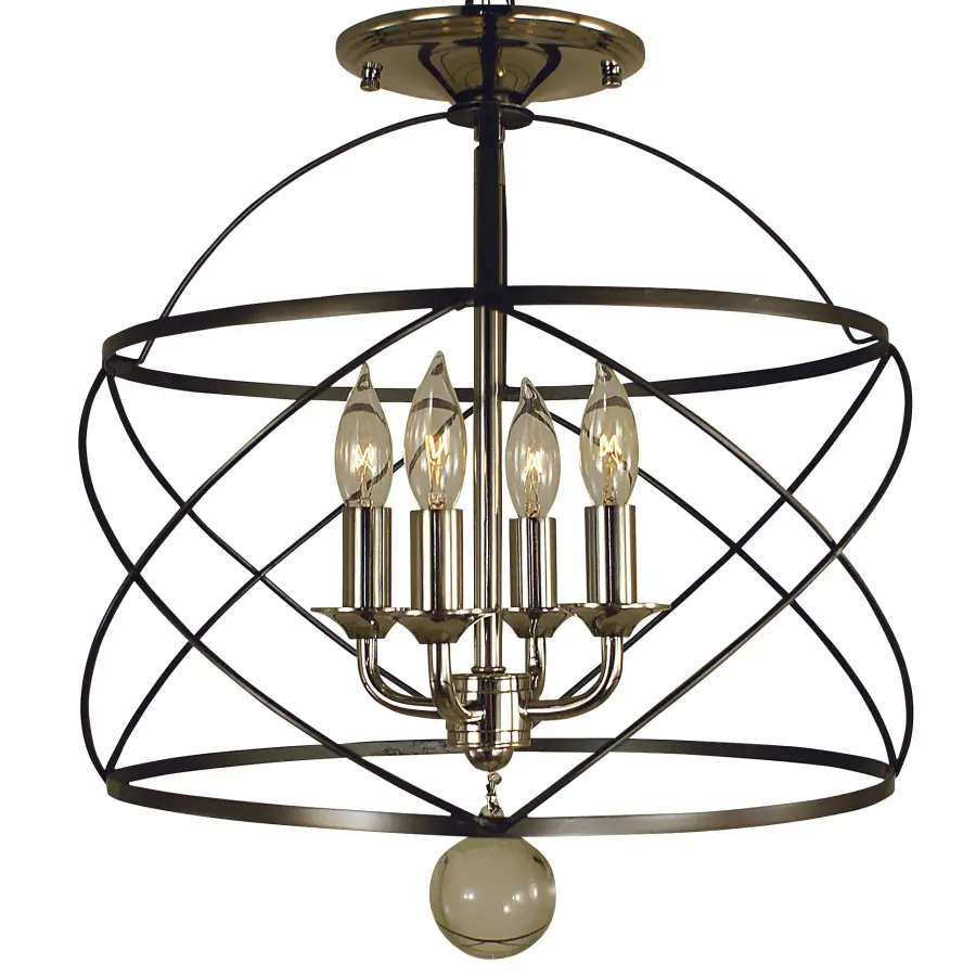 Four Light Flush Mount Chandelier in Mahogany Bronze