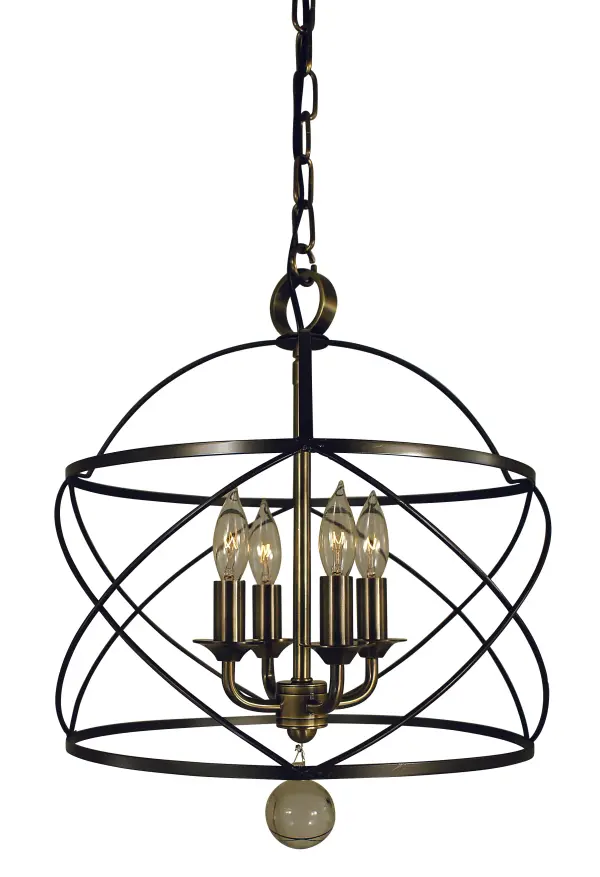 Feminine and airy wire cages delicately shelter these modestly scaled and ornamented chandeliers. Each Framburg lighting product is made in the USA.