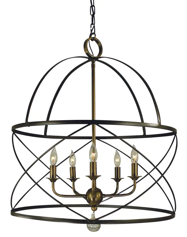 Feminine and airy wire cages delicately shelter these modestly scaled and ornamented chandeliers. Each Framburg lighting product is made in the USA.