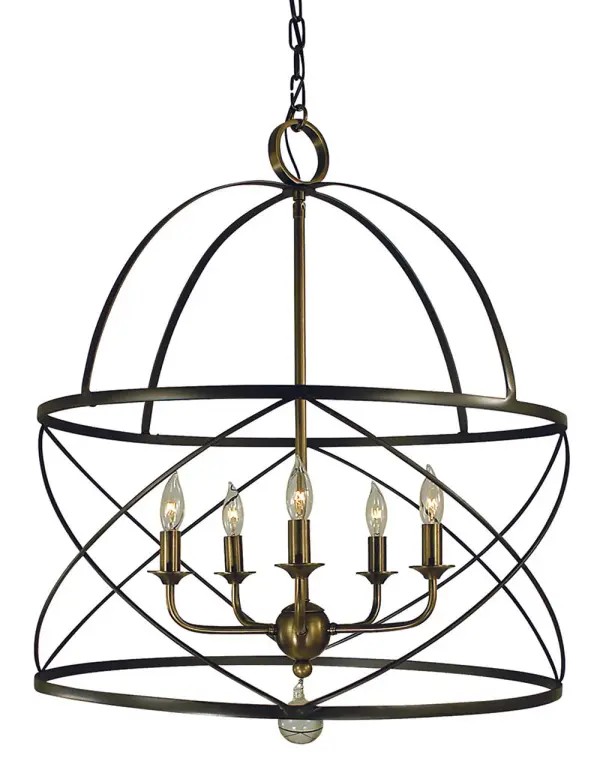 The Nantucket chandelier brings timeless charm with its candle-style design and sophisticated mahogany bronze and antique brass finish combination. At 22 inches wide, it's perfectly scaled for medium dining spaces and entryways.