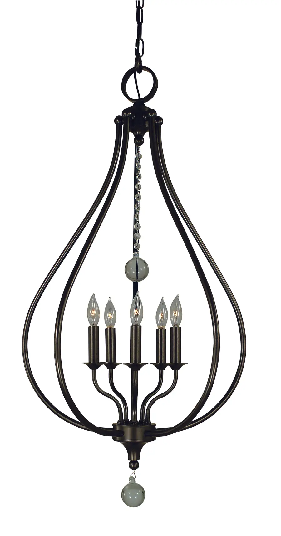 Five Light Pendant in Antique Brass