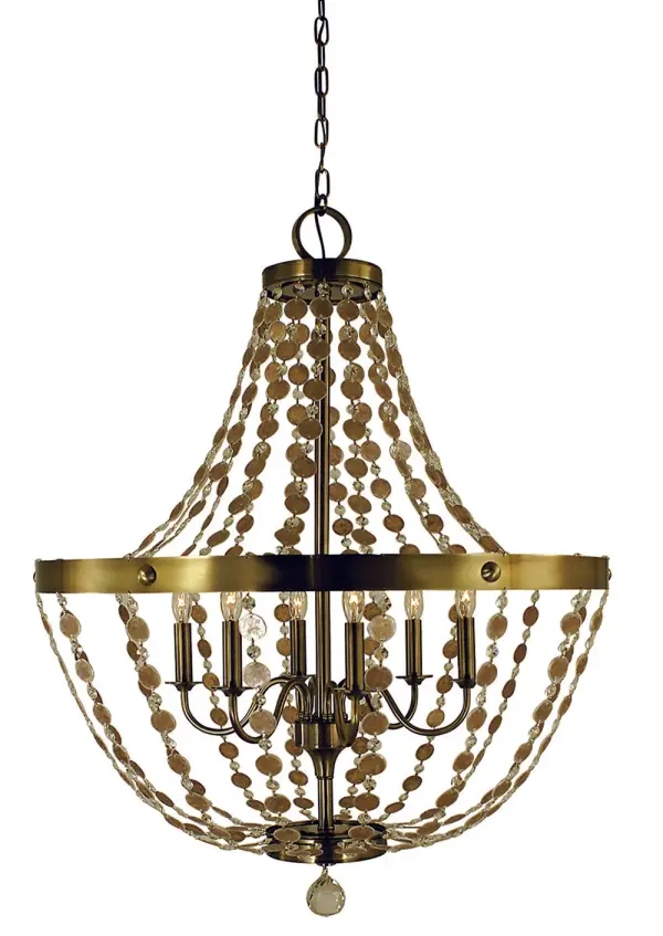 Naomi 6-Light Antique Brass Chandelier
