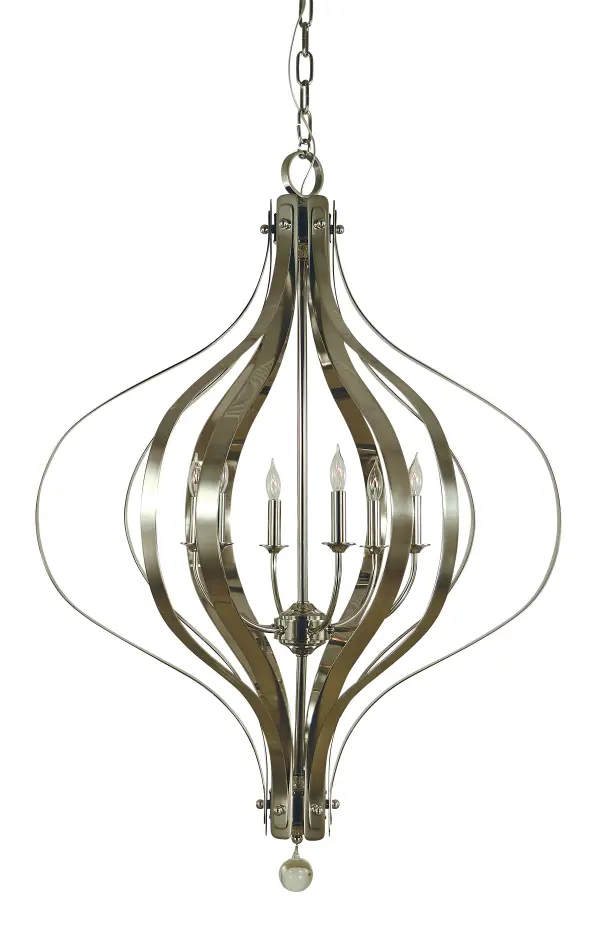The double metal strapping on the Aries series adds depth to this fluid and feminine shape. Every Framburg lighting product is hand made in the USA.