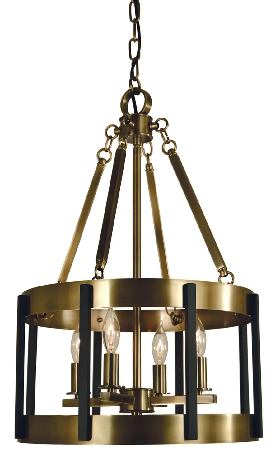Pantheon 4-Light Pendant in Antique Brass with Matte Black