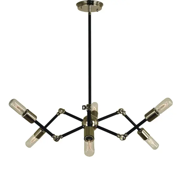 The Felix chandelier combines polished nickel and matte black finishes for a striking contemporary look. With 6 lights and adjustable height options, it offers excellent versatility for various ceiling heights and room sizes.