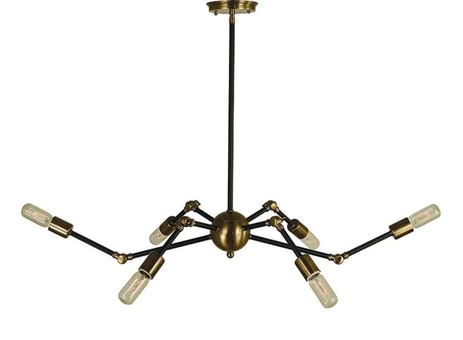 Felix 6-Light Island Chandelier in Antique Brass with Matte Black - Image 1