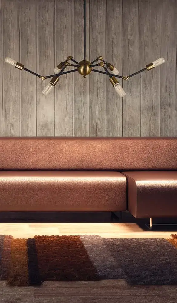 The Felix 6-Light Island Chandelier combines warm antique brass with modern matte black in a sleek linear design. Its adjustable height and substantial 33-42 inch width make it ideal for kitchen islands and dining tables. - alternate view