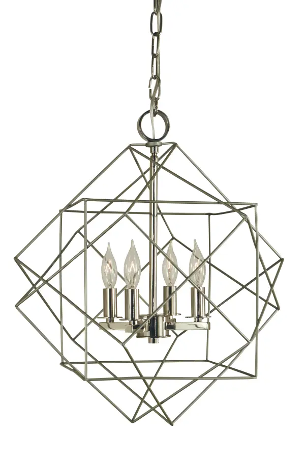 A light and airy cage surrounds a minimal chandelier. Cages are available in Mahogany Bronze, Matte Black and Satin Pewter only. Interior chandelier available in all Framburg finishes. All framburg lighting products are made in the U.S.A