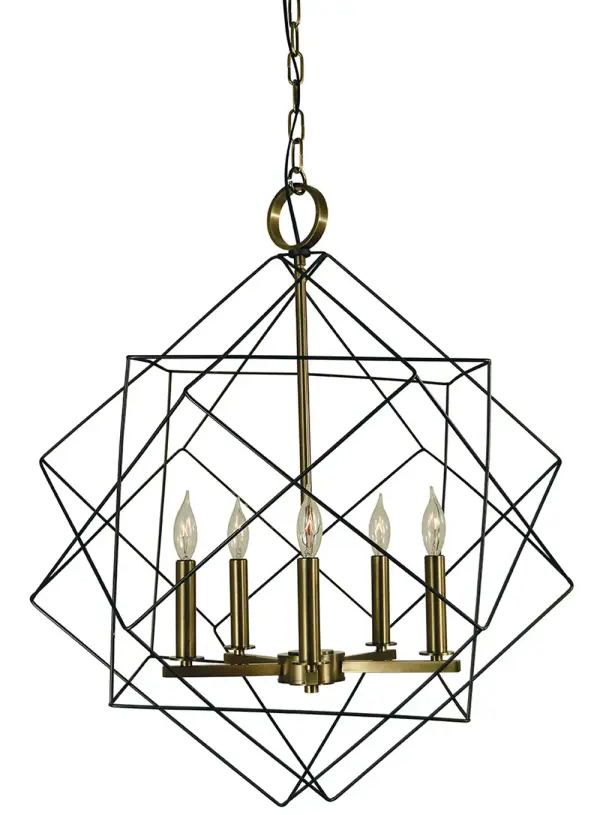 The Etoile chandelier combines traditional candle-style design with a sophisticated two-tone finish. Its 24-inch width makes it versatile for medium-sized spaces, while the mahogany bronze and antique brass pairing adds warmth and depth.