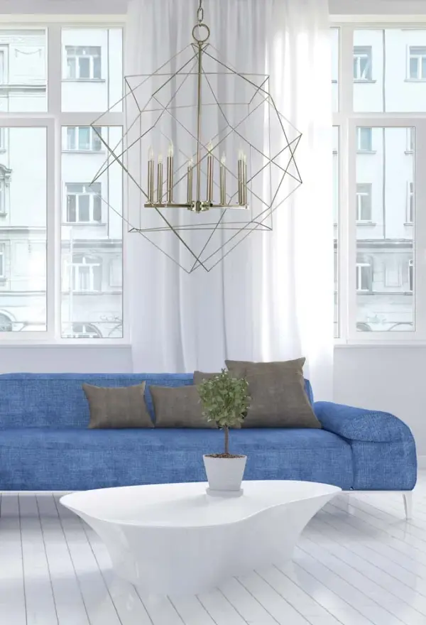 The Etoile 8-light chandelier combines satin pewter and polished nickel finishes for a sophisticated transitional look. At 36 inches wide and 41 inches high, this substantial fixture makes a dramatic statement in dining rooms and foyers. - alternate view