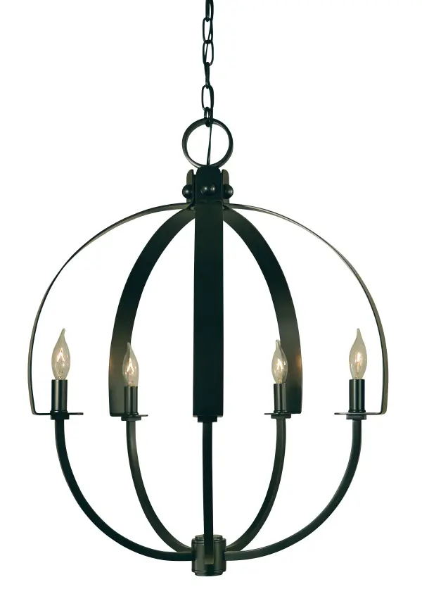 A spherical strap hides the light source, creating an indirect and softening of light. All Framburg lighting fixtures are hand made in the U.S.A.