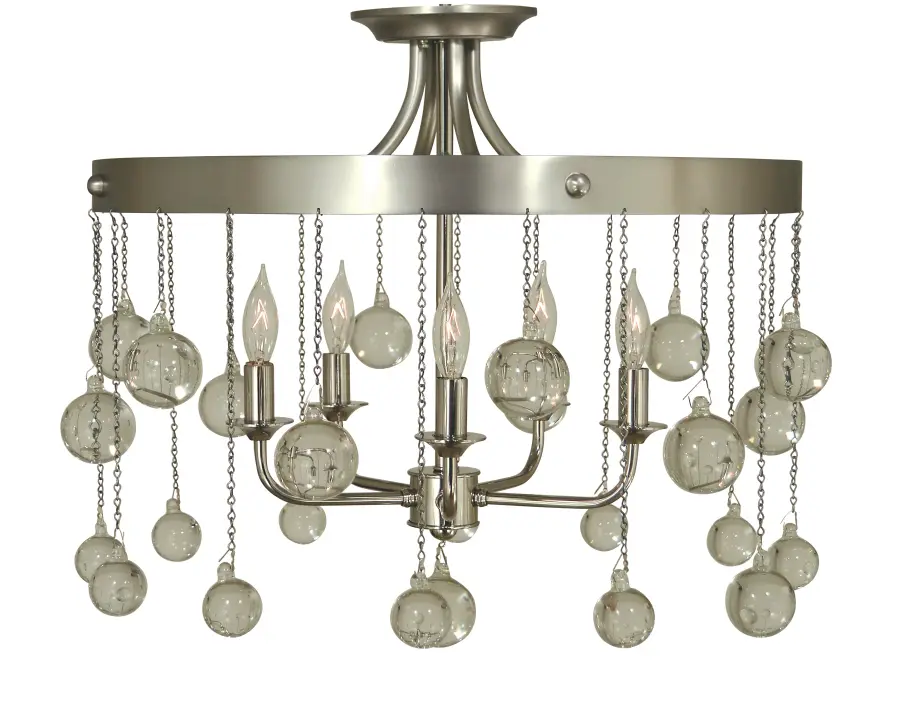 Five Light Glass Ball Flush Mount in Mahogany Bronze