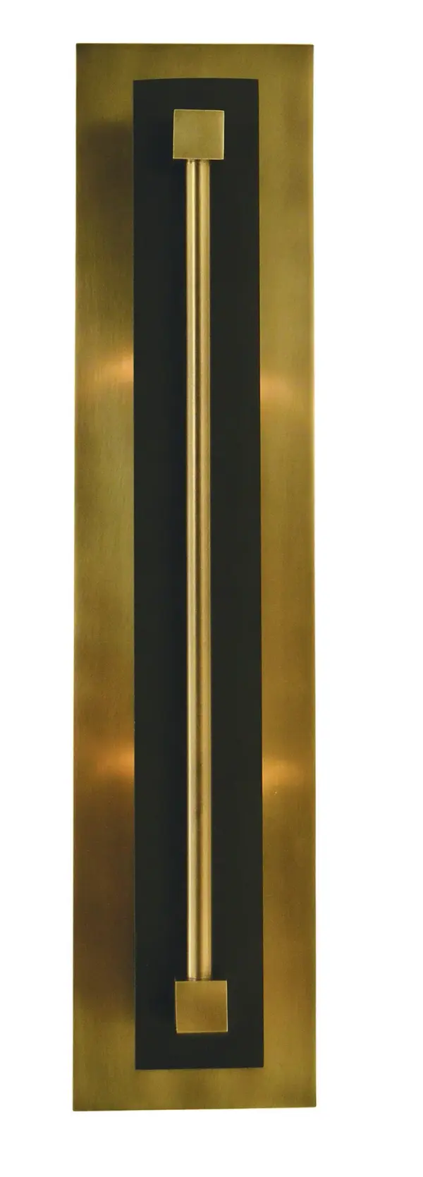 The Louvre sconce combines warm antique brass with modern matte black in a striking 22-inch vertical design. Its distinctive louvre detailing creates visual interest while providing elegant ambient lighting for hallways and living spaces.