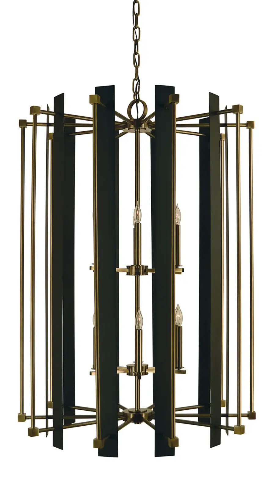 Louvre 12-Light Chandelier in Antique Brass with Matte Black - Image 1