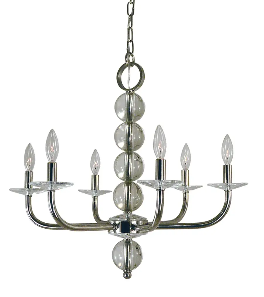 Glamour 6-Light Polished Nickel Chandelier
