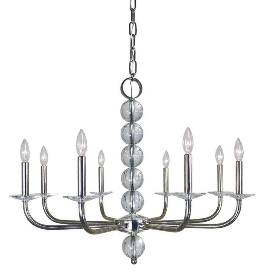 Glamour 8-Light Polished Nickel Chandelier