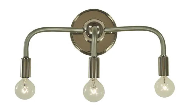 The Candide sconce combines polished nickel and satin pewter for a sophisticated two-tone look. Its 14.5-inch width provides ample illumination while the candle-style design adds classic elegance to any space.