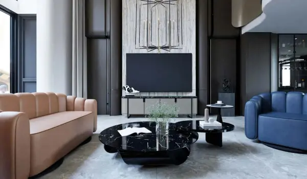 The Felicity 8-Light Foyer Chandelier commands attention with its impressive 36-inch width and dramatic 43-inch height. The polished nickel and matte black combination creates visual interest while the 8-light configuration ensures ample illumination. - alternate view