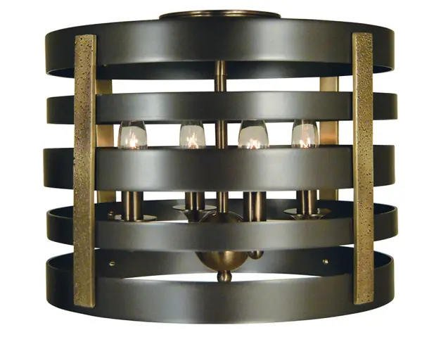 This 4-light fixture combines traditional elegance with practical flush/semi-flush mounting. The Mahogany Bronze finish with Antique Brass accents creates warmth, while the 14-inch diameter suits smaller spaces perfectly.