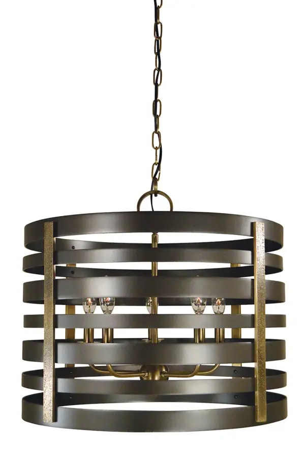 This 5-light chandelier brings timeless pastoral charm with its mahogany bronze finish and antique brass accents. At 21 inches wide, it's perfectly sized for medium dining rooms, offering warm ambient lighting through candle-style bulbs.