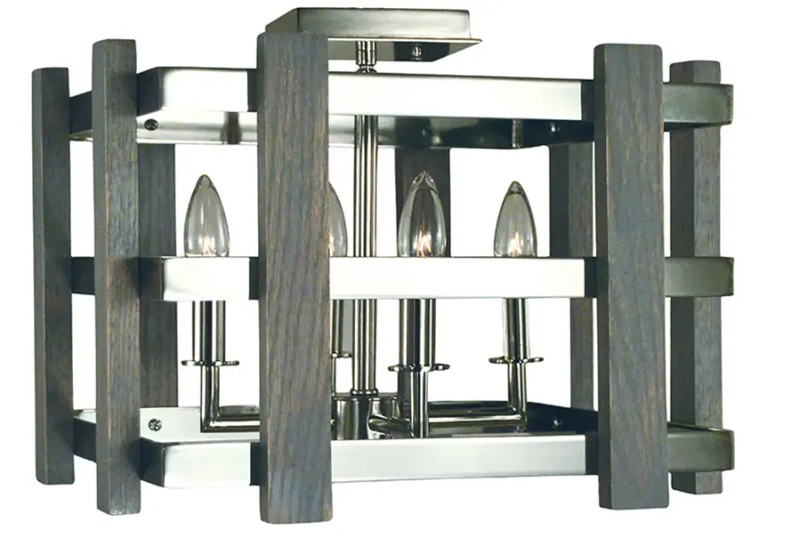 Arcadia 4-Light Semi-Flush Mount in Polished Nickel