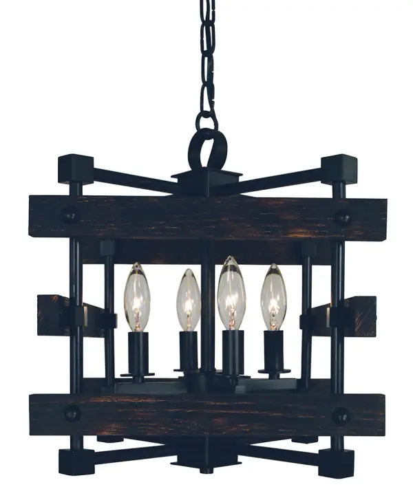 Rustic Chic 4-Light Matte Black Chandelier
