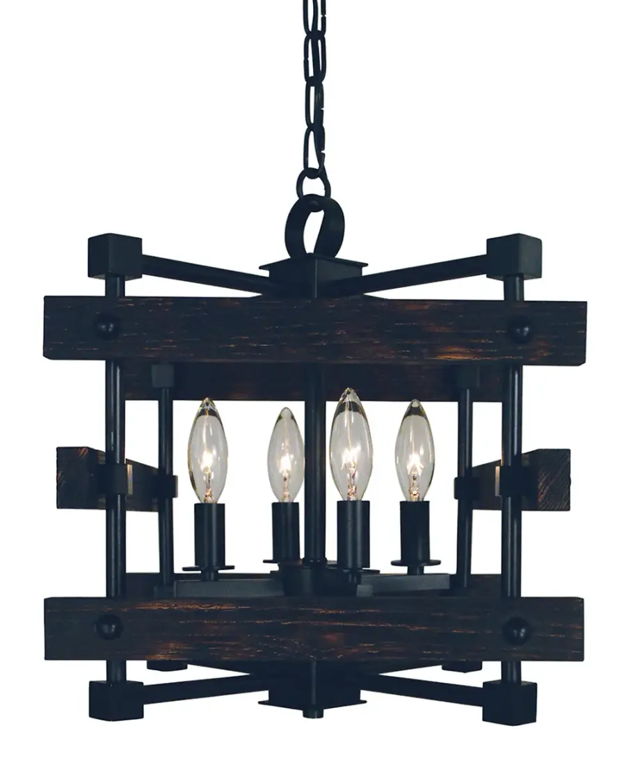 Rustic Chic 4-Light Matte Black Chandelier
