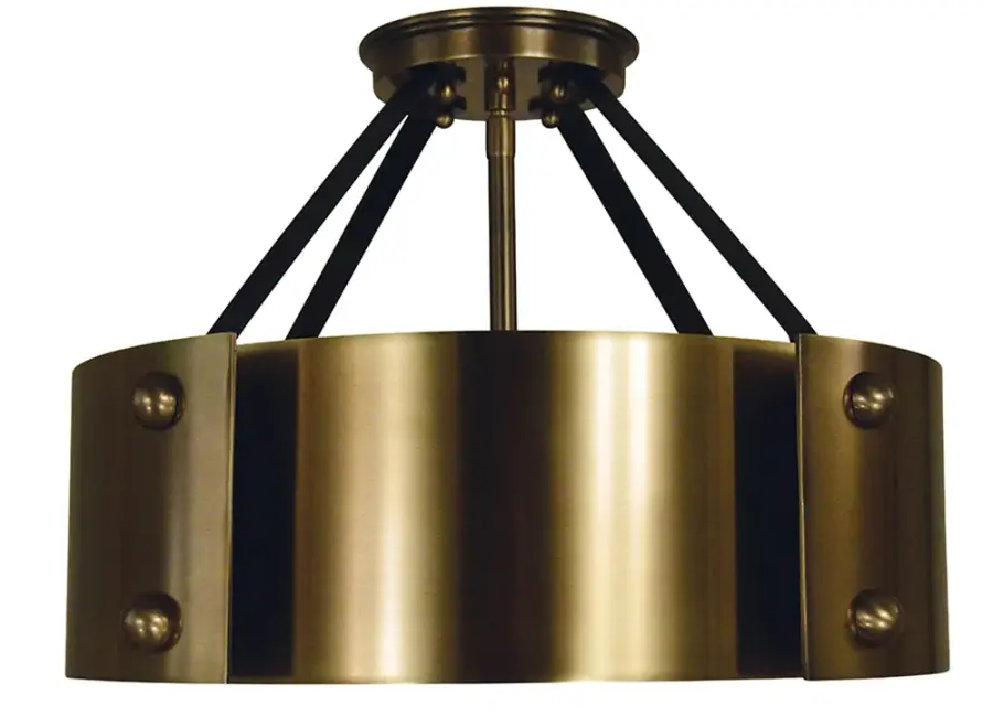Lasalle 6-Light Semi-Flush Mount in Antique Brass with Matte Black