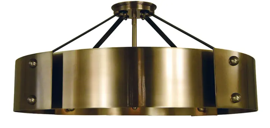 Lasalle 8-Light Semi-Flush Mount in Antique Brass with Matte Black