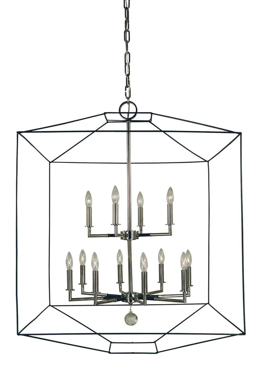 Isabella 12-Light Chandelier in Polished Nickel with Matte Black