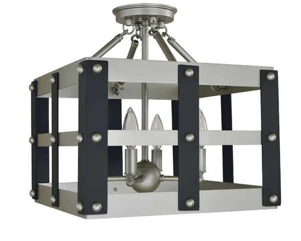 The Metro Artisan combines industrial style with artisan craftsmanship in a compact 14-inch flush mount. Its distinctive satin pewter and matte black finish adds sophisticated contrast to any space.