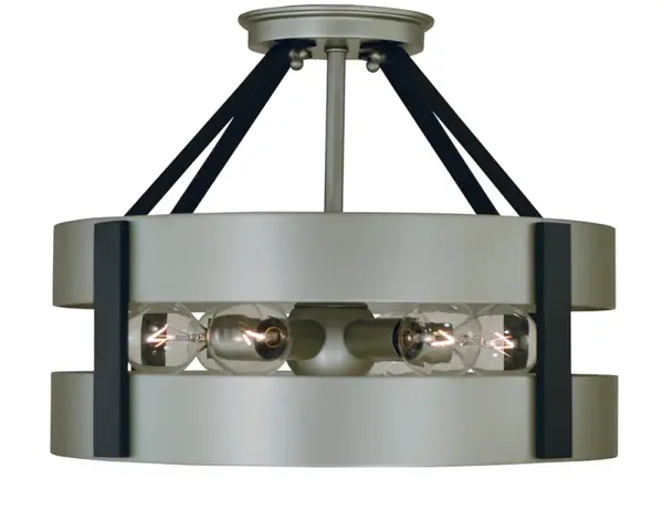 The Orion 6-Light combines satin pewter and matte black finishes in a compact 14-inch design, perfect for smaller spaces needing stylish overhead lighting. Its flush/semi-flush versatility adapts to various ceiling heights.
