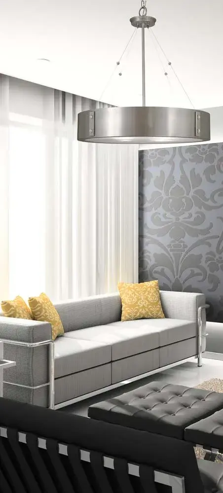 The Oracle 4-Light Chandelier combines satin pewter and polished nickel finishes for a refined two-tone aesthetic. At 23 inches wide, it's perfectly sized for medium dining spaces with adjustable 6-foot chain for custom height. - alternate view