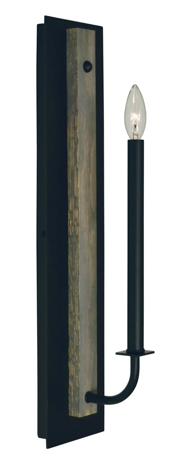 Loft 1-Light Wall Sconce in Matte Black with Grey Oak Accents